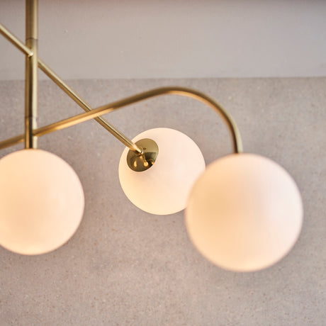 Otto 5-Light Semi-flush Ceiling Light, Brushed Brass/Opal