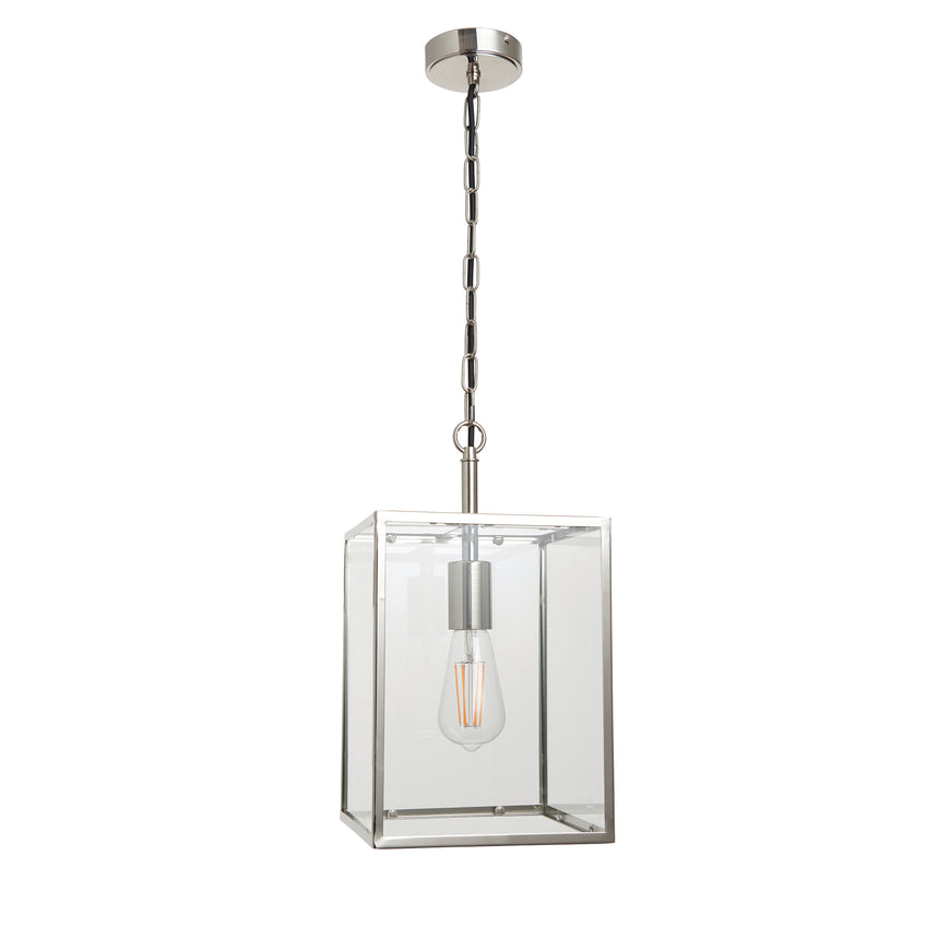 Hadden Glass Lantern Pendant Light, Nickel