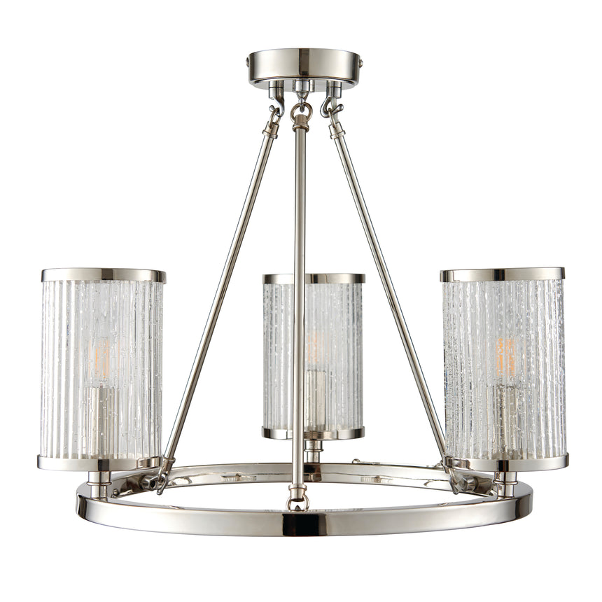 Easton 3 Light Semi Flush Ceiling Light, Nickel