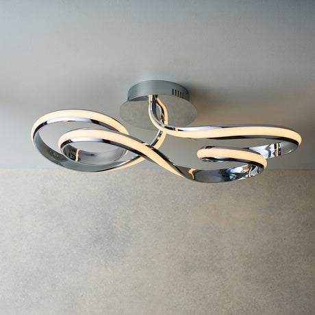 Aria LED Semi Flush Ceiling Light, Chrome