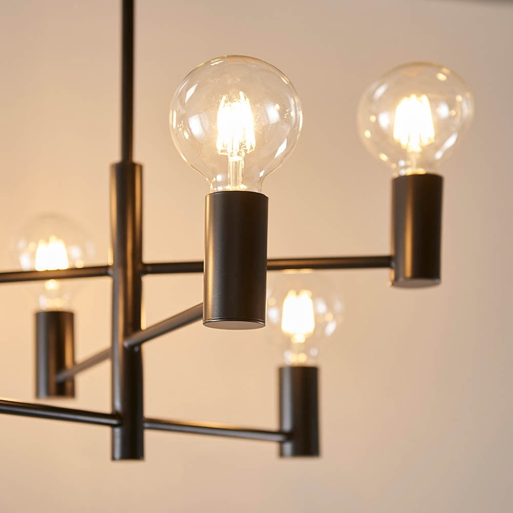 Studio 6 Light Semi Flush Ceiling Light, Black