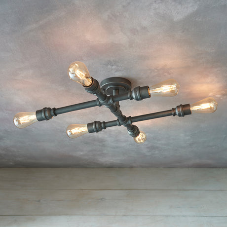 Pipe 6 Light Semi Flush Ceiling Light