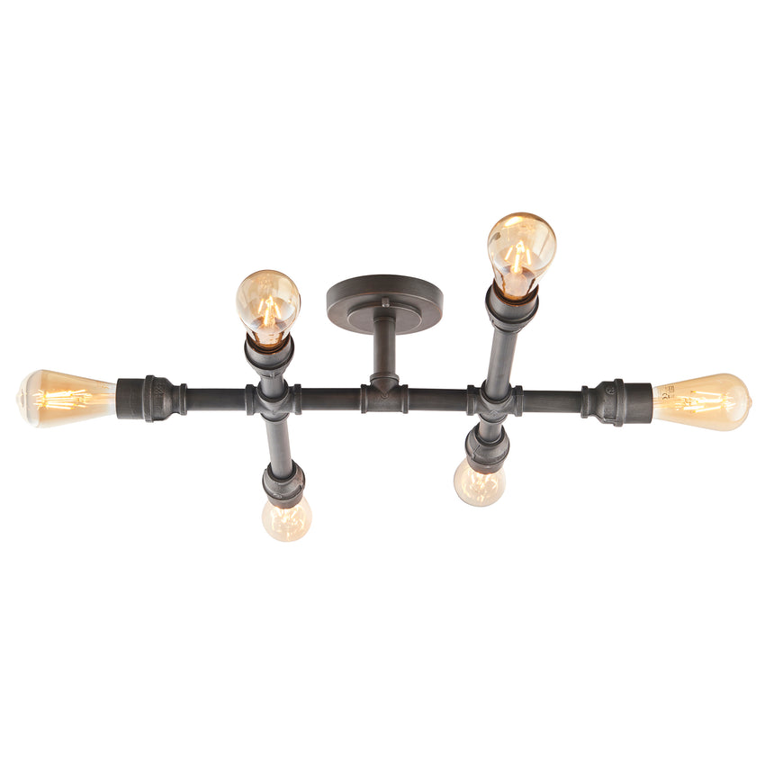 Pipe 6 Light Semi Flush Ceiling Light