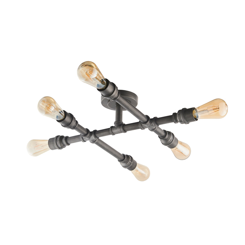 Pipe 6 Light Semi Flush Ceiling Light