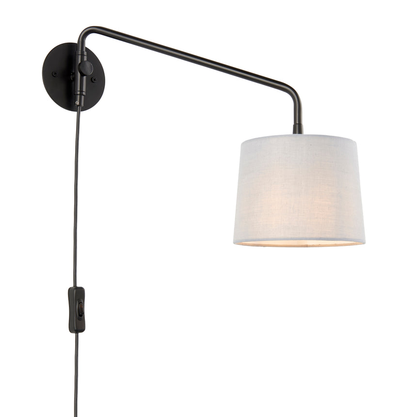 Carlson Swing Arm Wall Light, Black/Grey