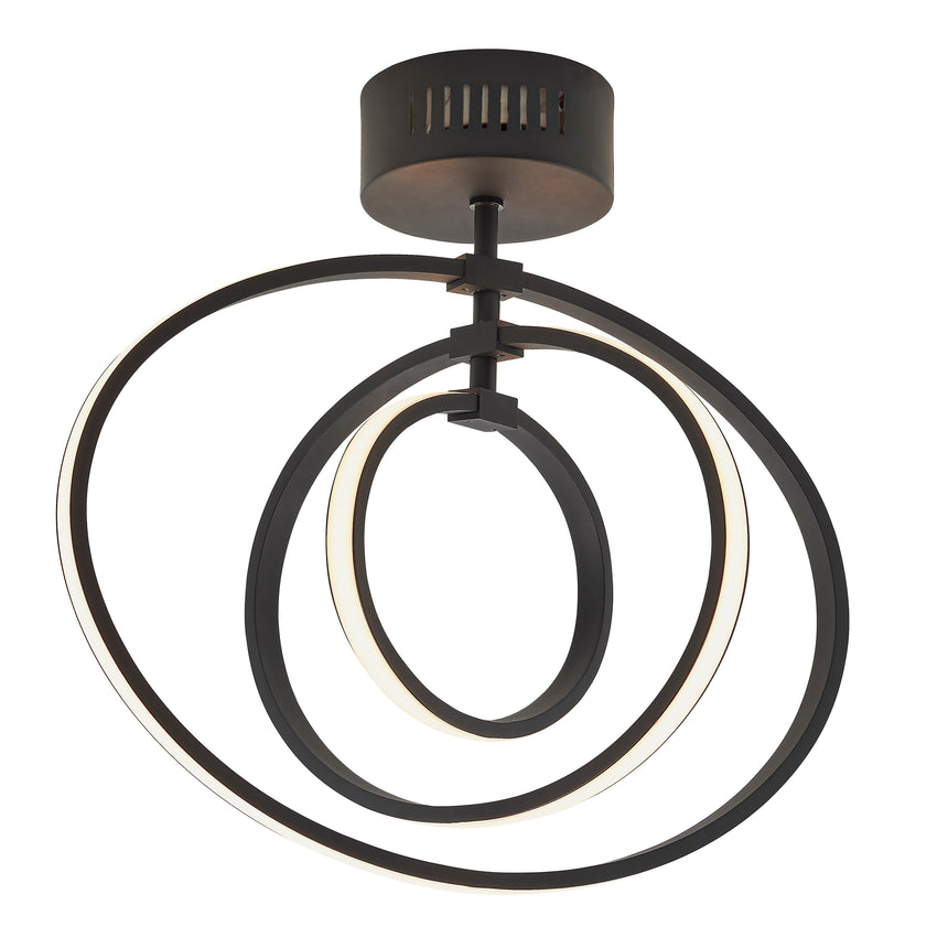 Avali LED Semi Flush Ceiling Light, Black