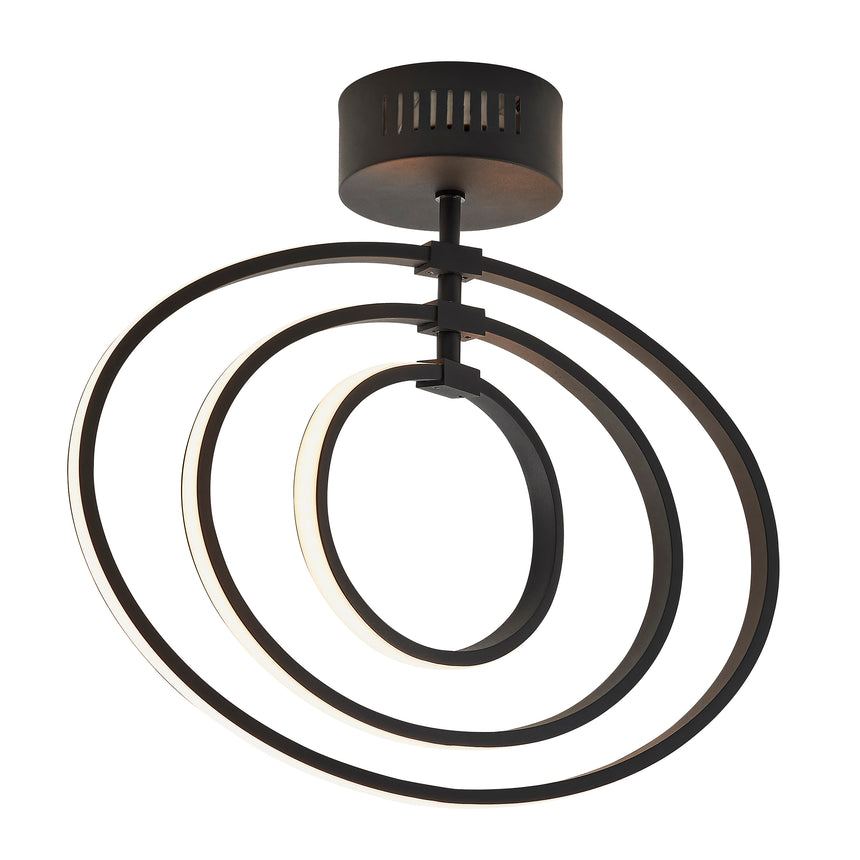 Avali LED Semi Flush Ceiling Light, Black