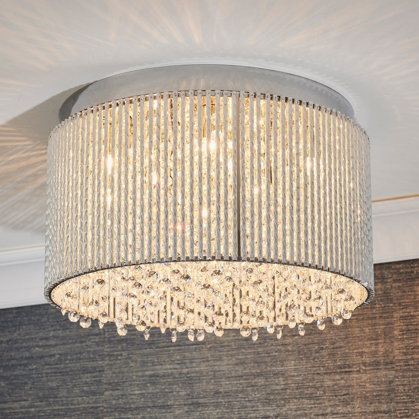 Galina 10 Light Crystal Flush Ceiling Light