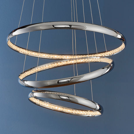 Ozias 3 Light LED Ring Pendant Light, Chrome