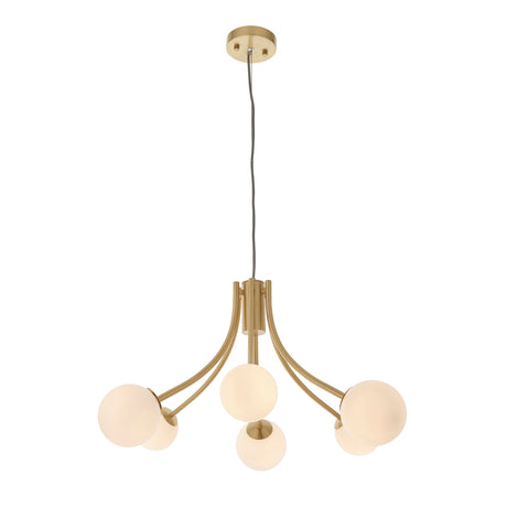 Bloom 6 Light Pendant, Satin Brass