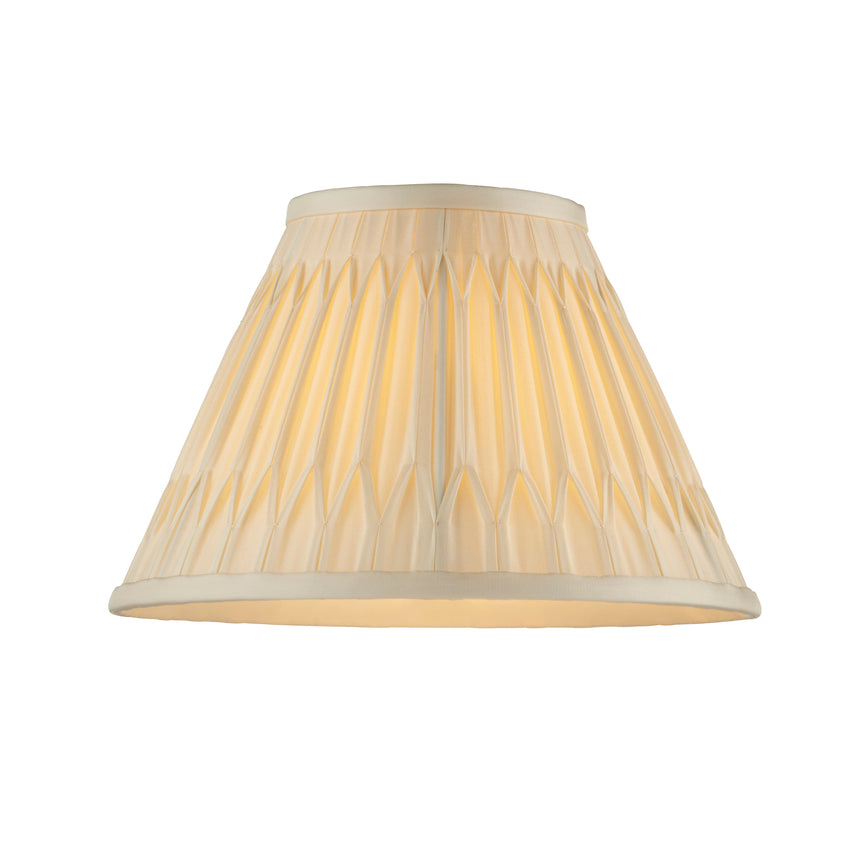 Ivory Double Pinch Pleat Silk Lamp Shade, 25cm