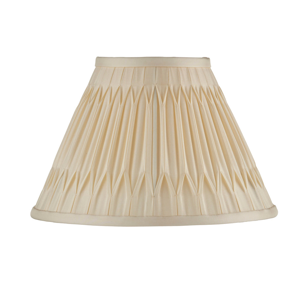 Ivory Double Pinch Pleat Silk Lamp Shade, 25cm