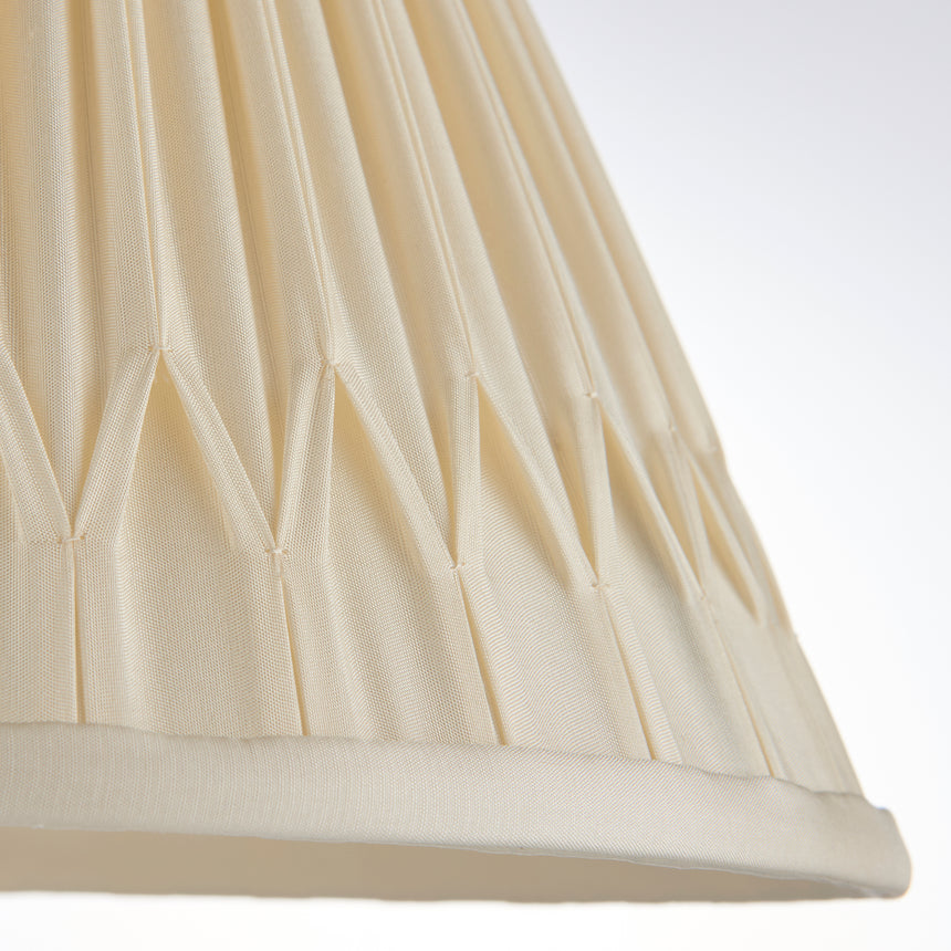 Ivory Double Pinch Pleat Silk Lamp Shade, 25cm