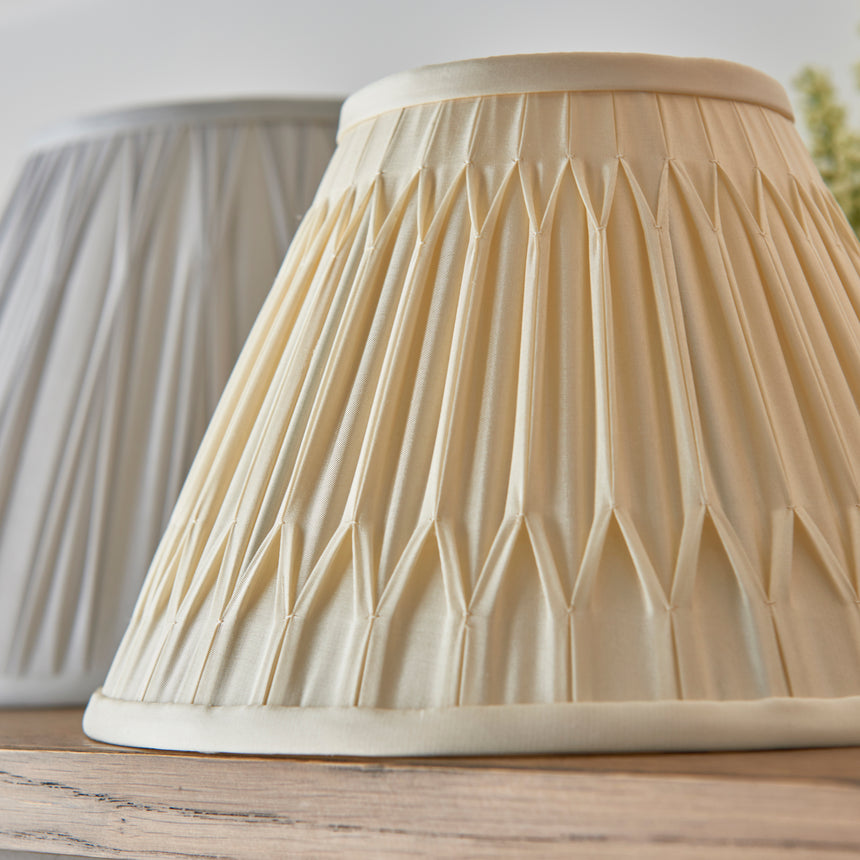 Ivory Double Pinch Pleat Silk Lamp Shade, 25cm