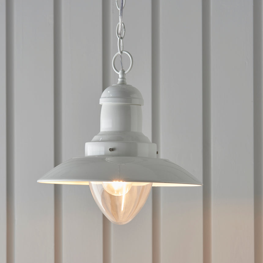 Polperro Fishermans Pendant Light, Cream