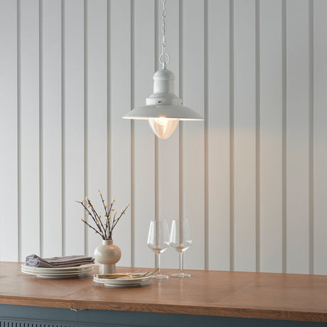 Polperro Fishermans Pendant Light, Cream