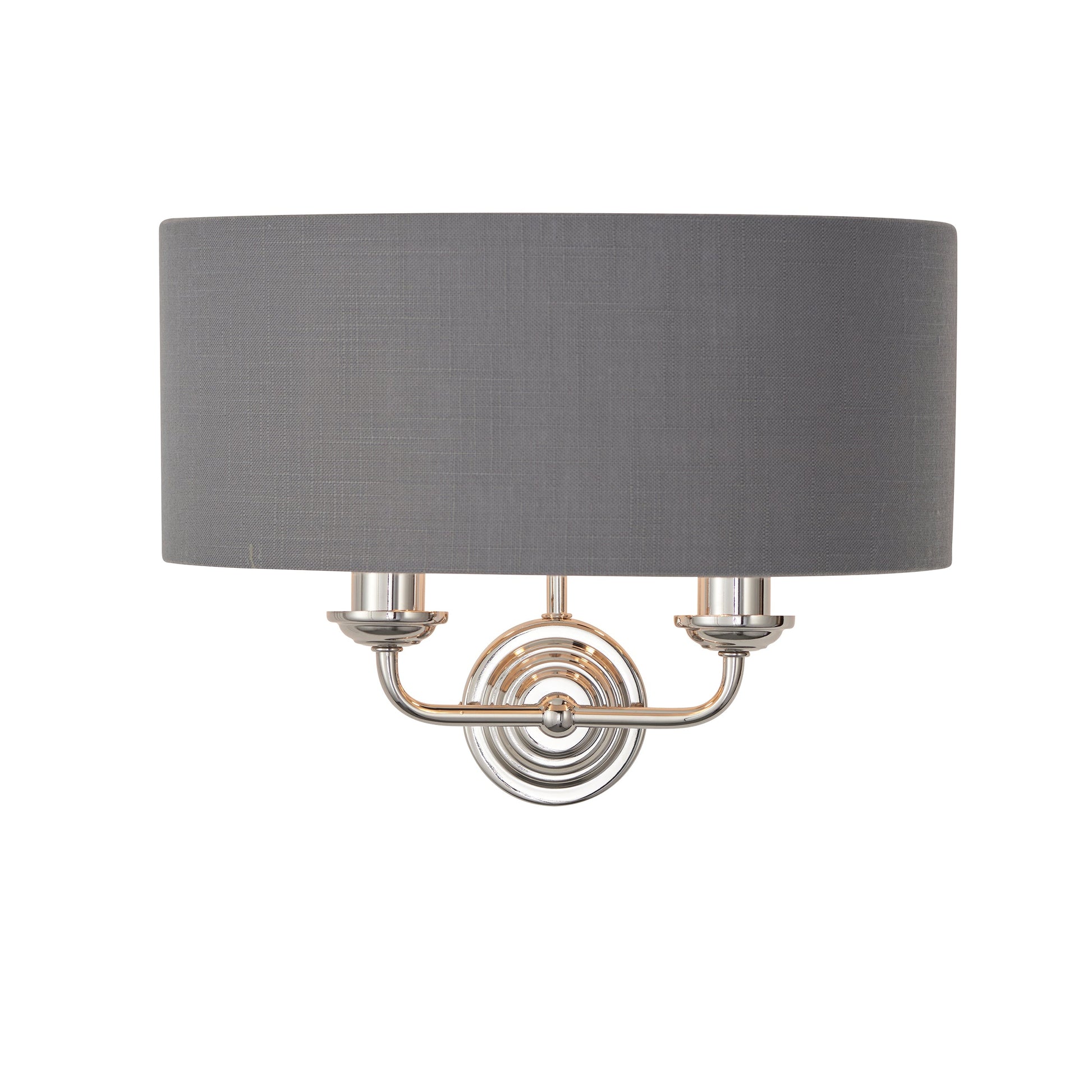 Highclere 2 Light Wall Light, Bright Nickel/Charcoal