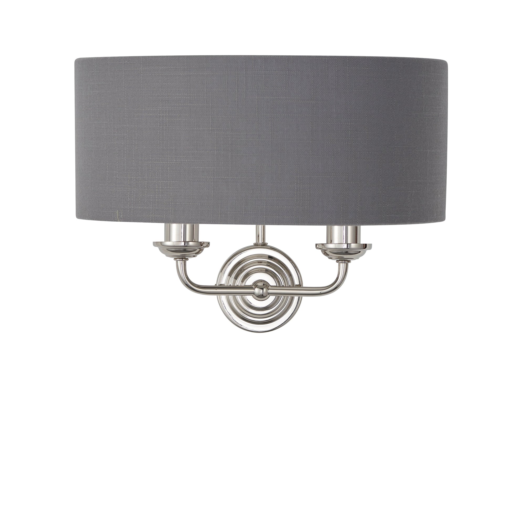 Highclere 2 Light Wall Light, Bright Nickel/Charcoal
