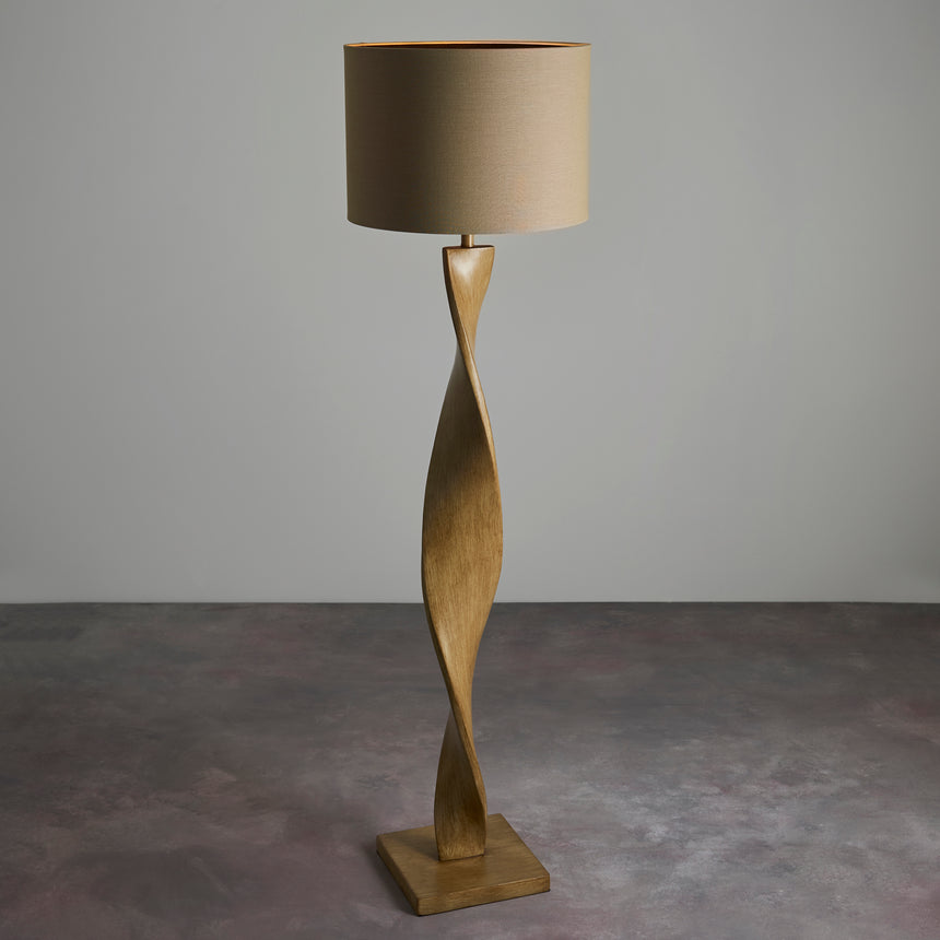 Abia Floor Lamp, Oak Effect