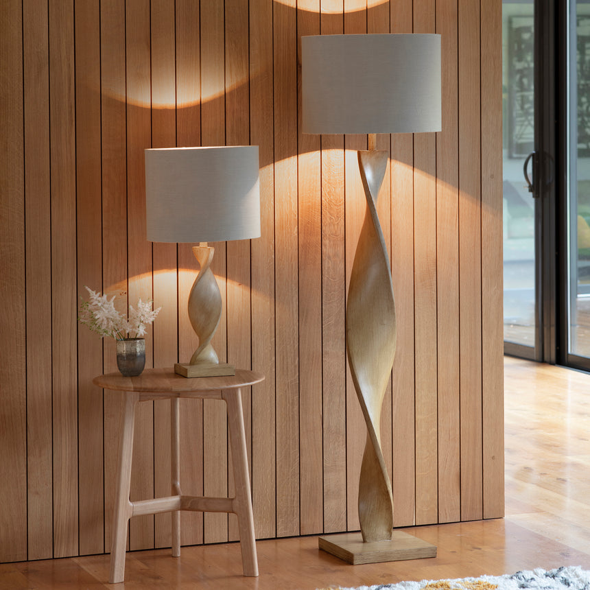 Abia Floor Lamp, Oak Effect