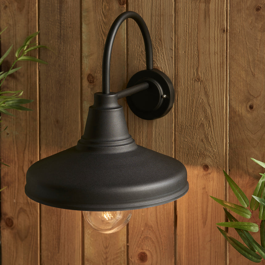 Farmhouse Outdoor Wall Lamp, Black