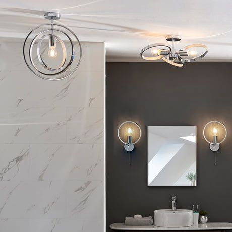 Merola Semi flush Bathroom Ceiling Light, Chrome