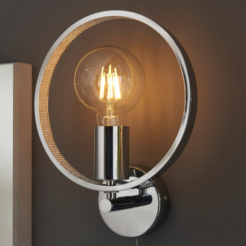 Merola Bathroom Wall Light, Chrome