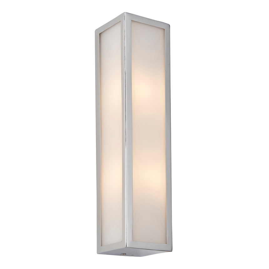 Newham 2 Light Bathroom Wall Light, Chrome/Frosted Glass