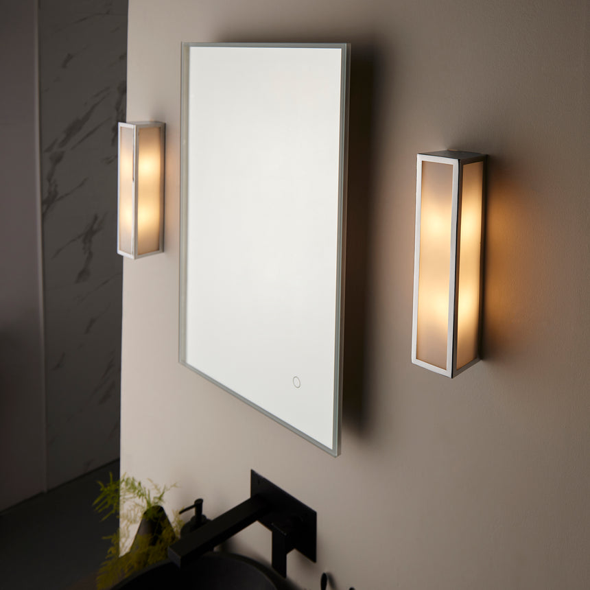 Newham 2 Light Bathroom Wall Light, Chrome/Frosted Glass