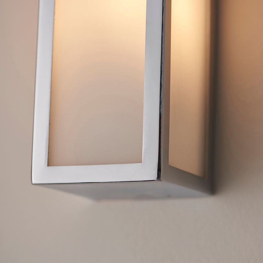 Newham 2 Light Bathroom Wall Light, Chrome/Frosted Glass