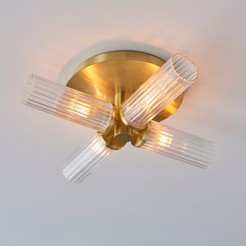 Talo Semi flush Bathroom Ceiling Light, Satin Brass