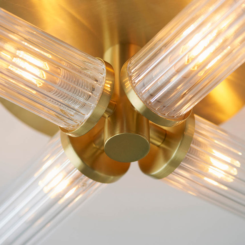 Talo Semi flush Bathroom Ceiling Light, Satin Brass