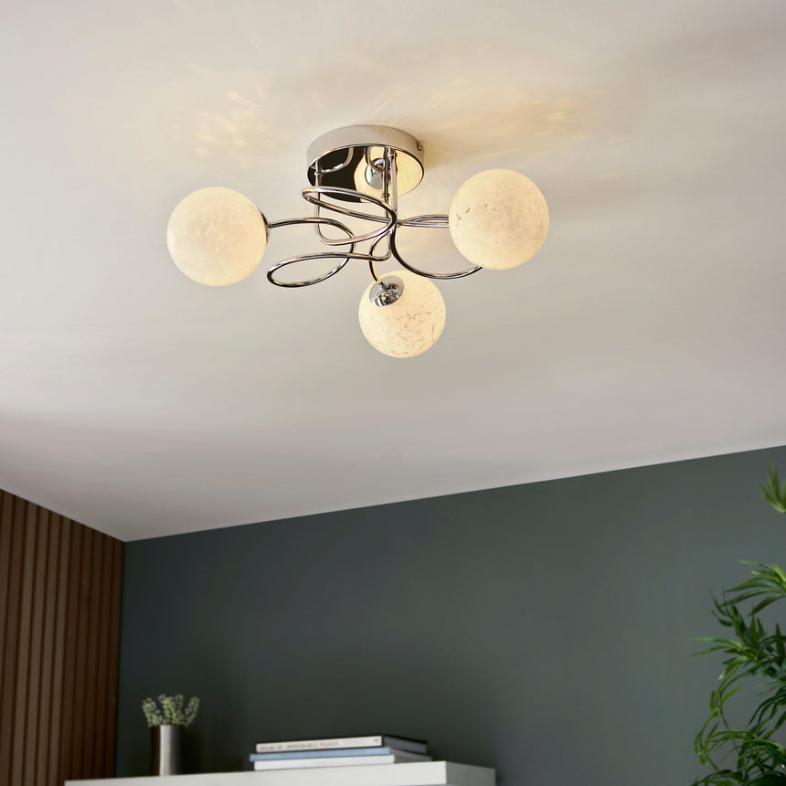 Delos 3 Light Semi Flush Ceiling Light