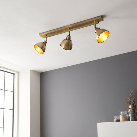 Wyatt 3 Light Spotlight Bar, Antique Brass