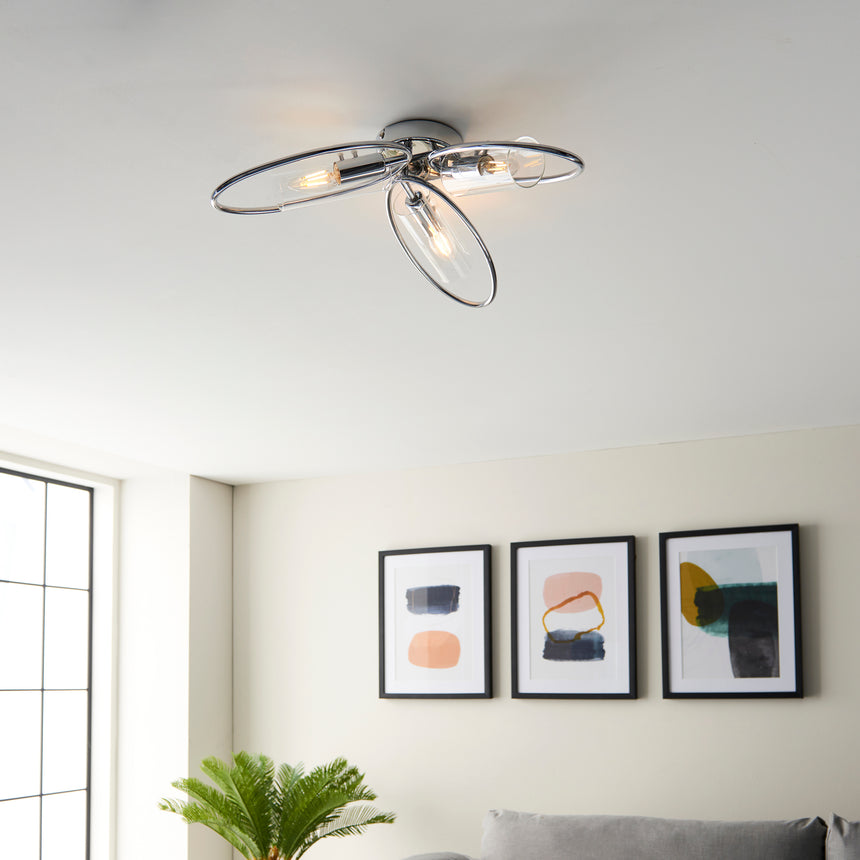 Amari 3 Semi Flush Ceiling Light