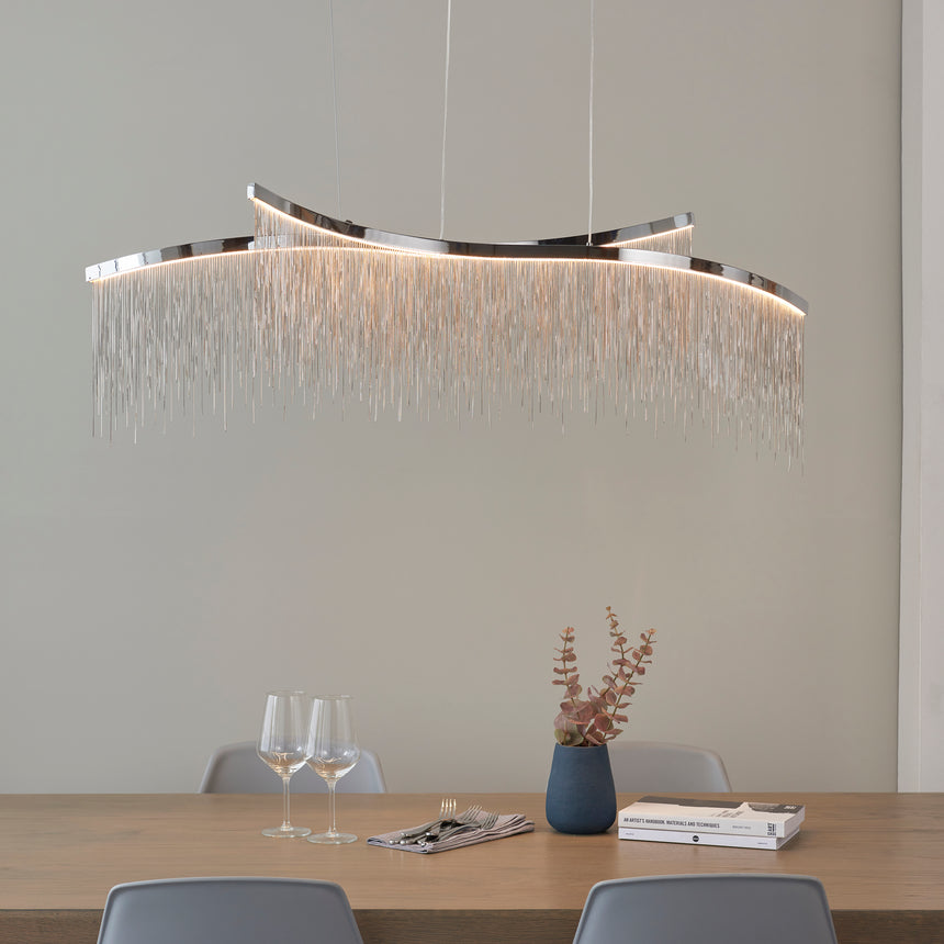 Orphelia LED Island Pendant Light, Chrome