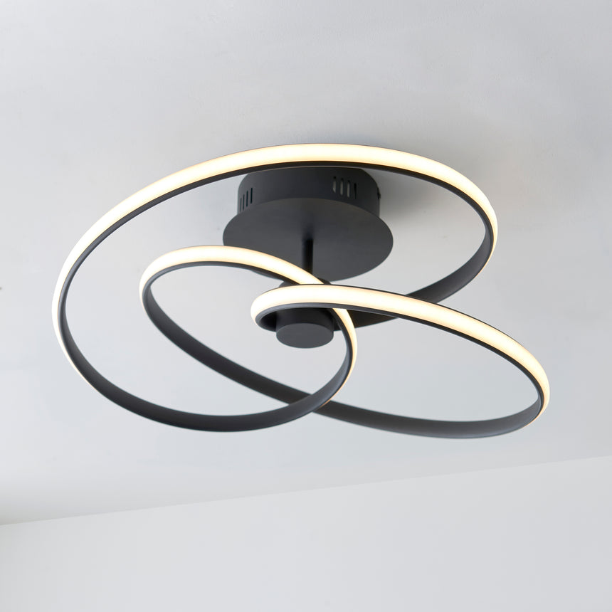 Dune LED Semi-flush Ceiling Light, Black