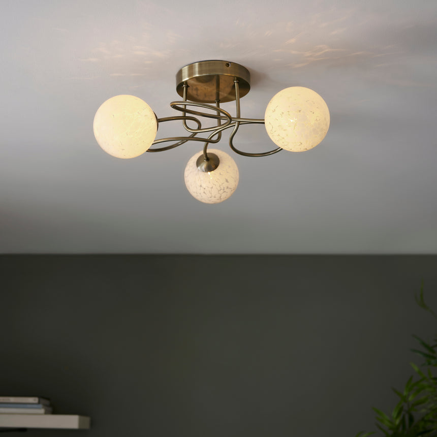 Delos 3 Light Semi Flush Ceiling Light