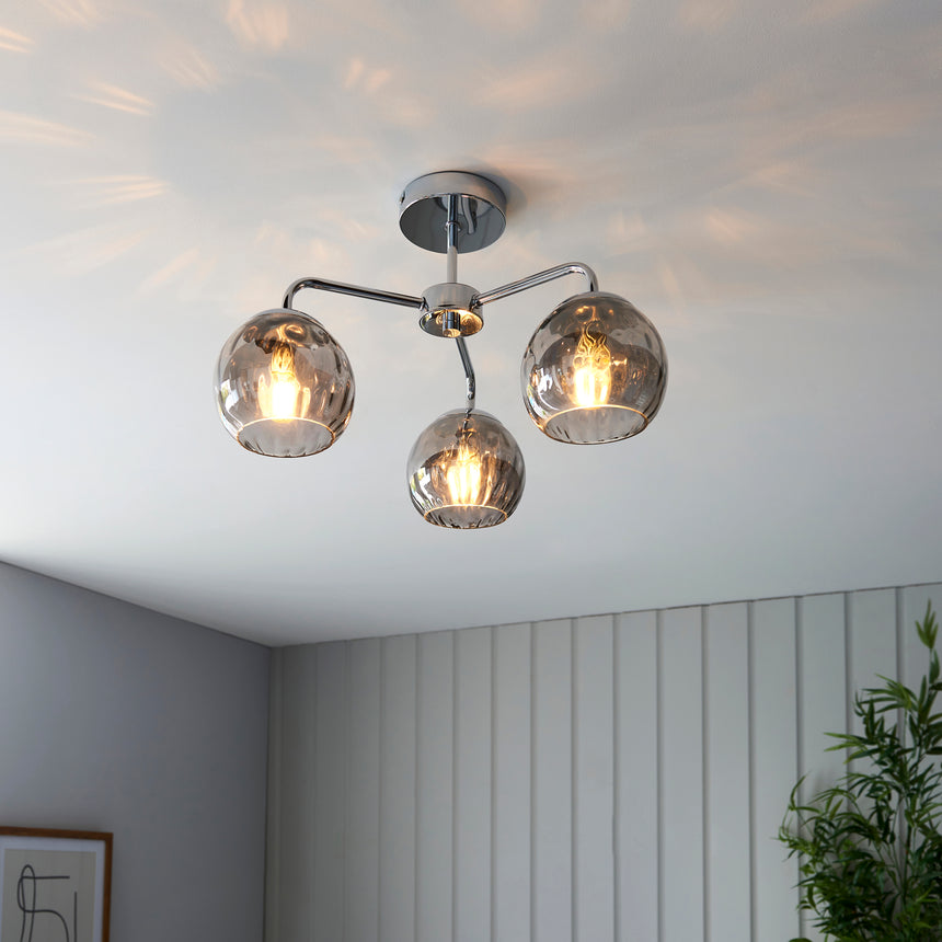 Dimple 3-Light Semi-flush Ceiling Light