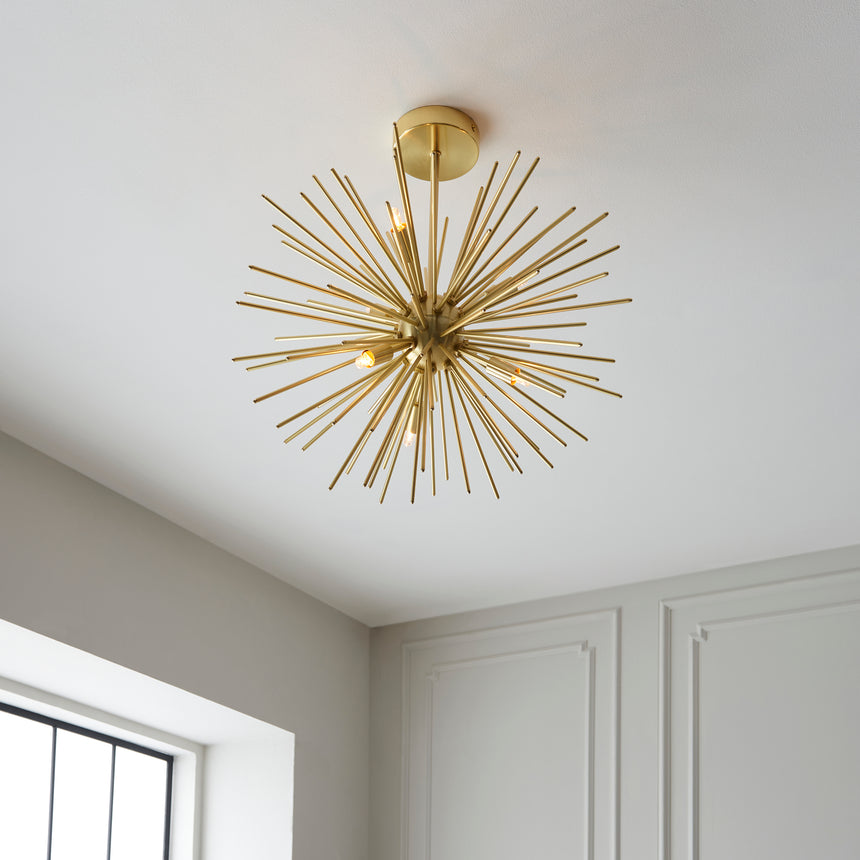 Orta 6 Light Semi Flush Ceiling Light, Gold