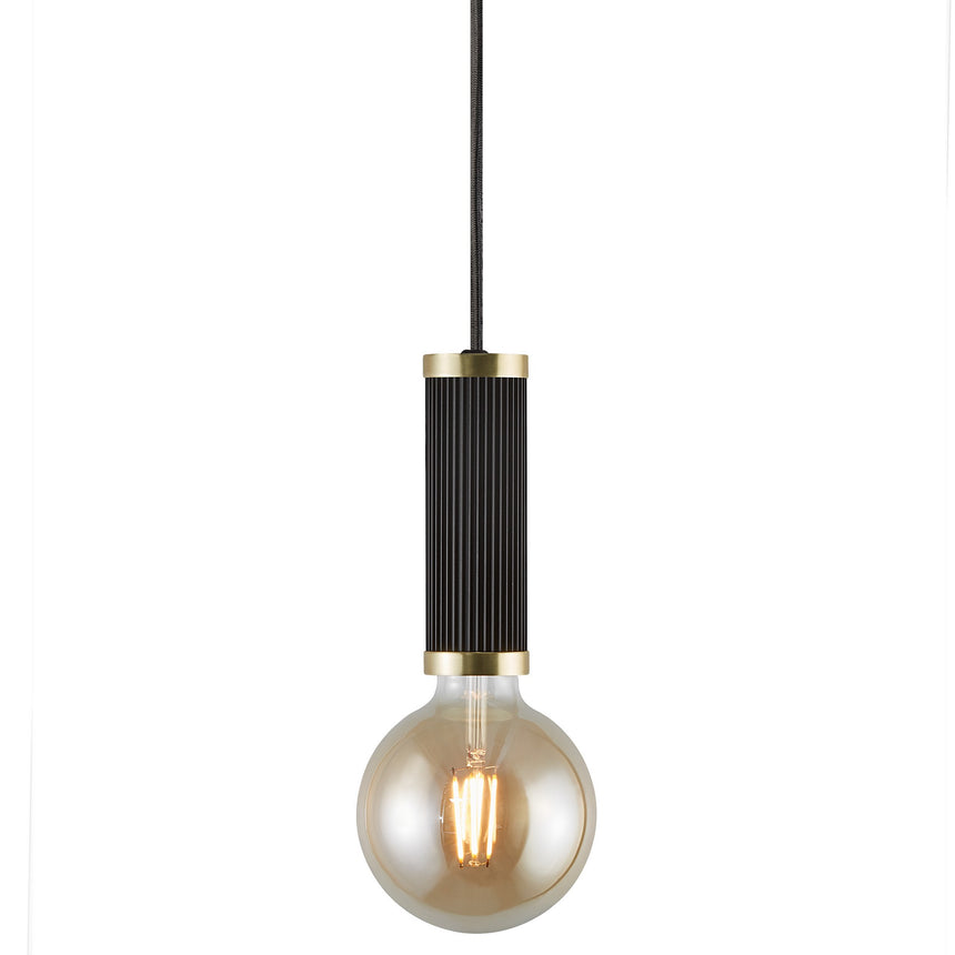 Galloway Mini Pendant Light, Black/Brass