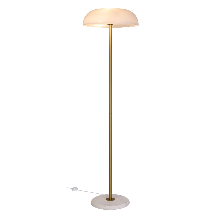 Glossy Floor Lamp, Brass/White