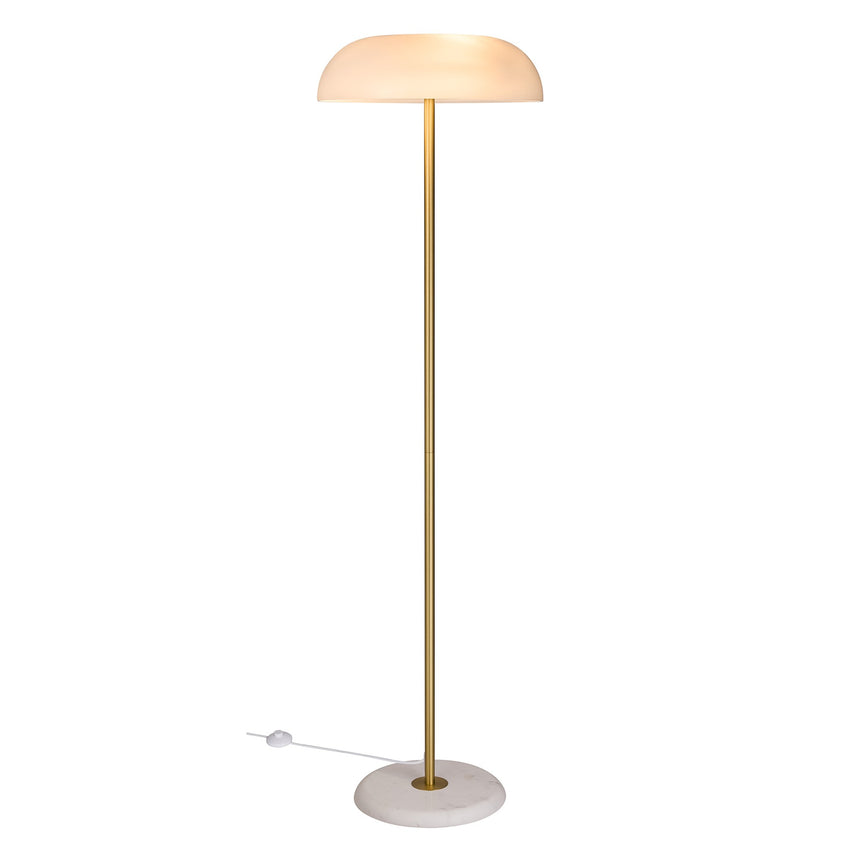 Glossy Floor Lamp, Brass/White