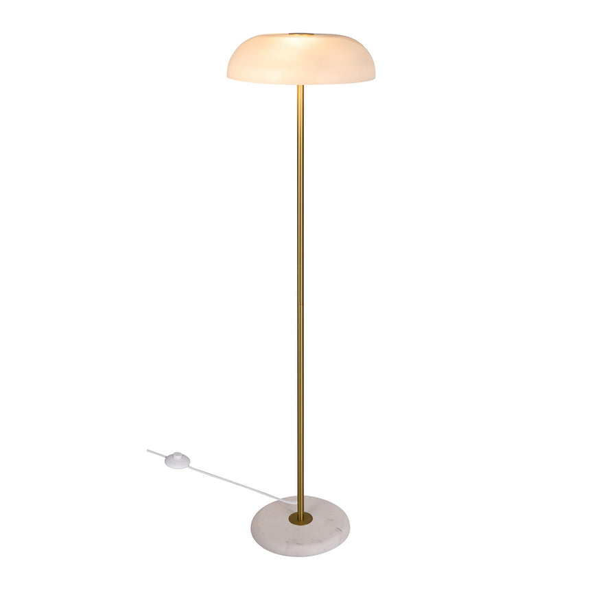 Glossy Floor Lamp, Brass/White