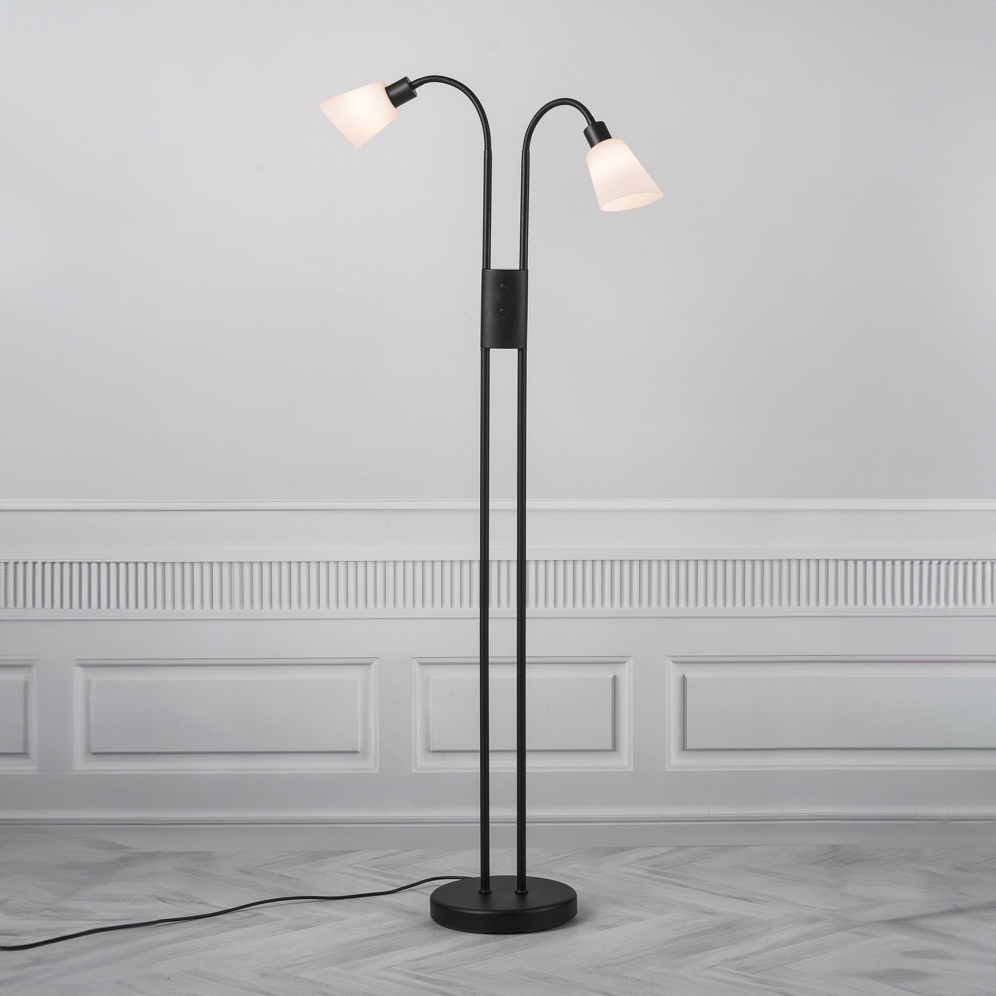 Molli Double Floor Lamp, Black/Opal