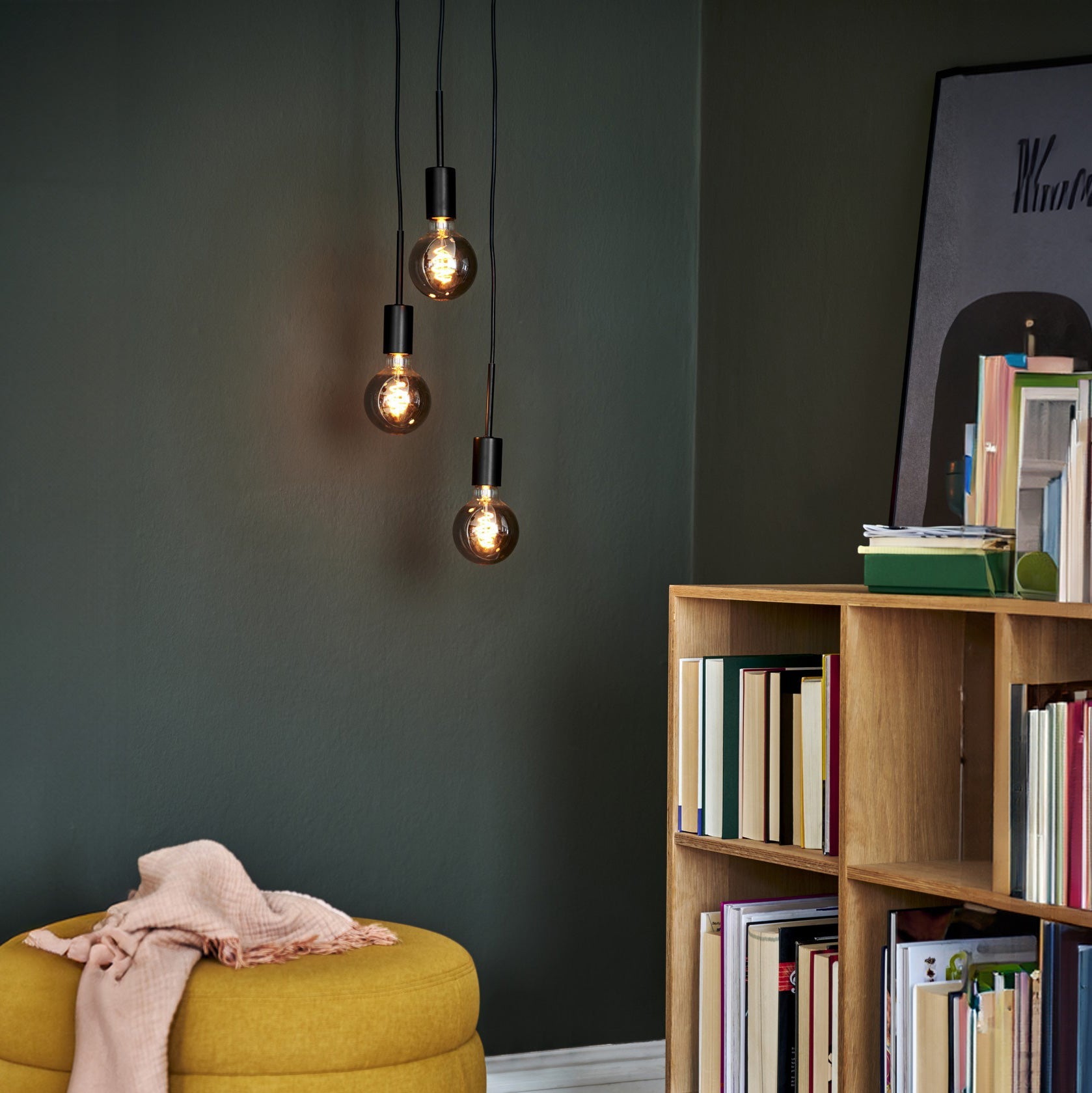 Paco 3 Light Pendant Light, Black