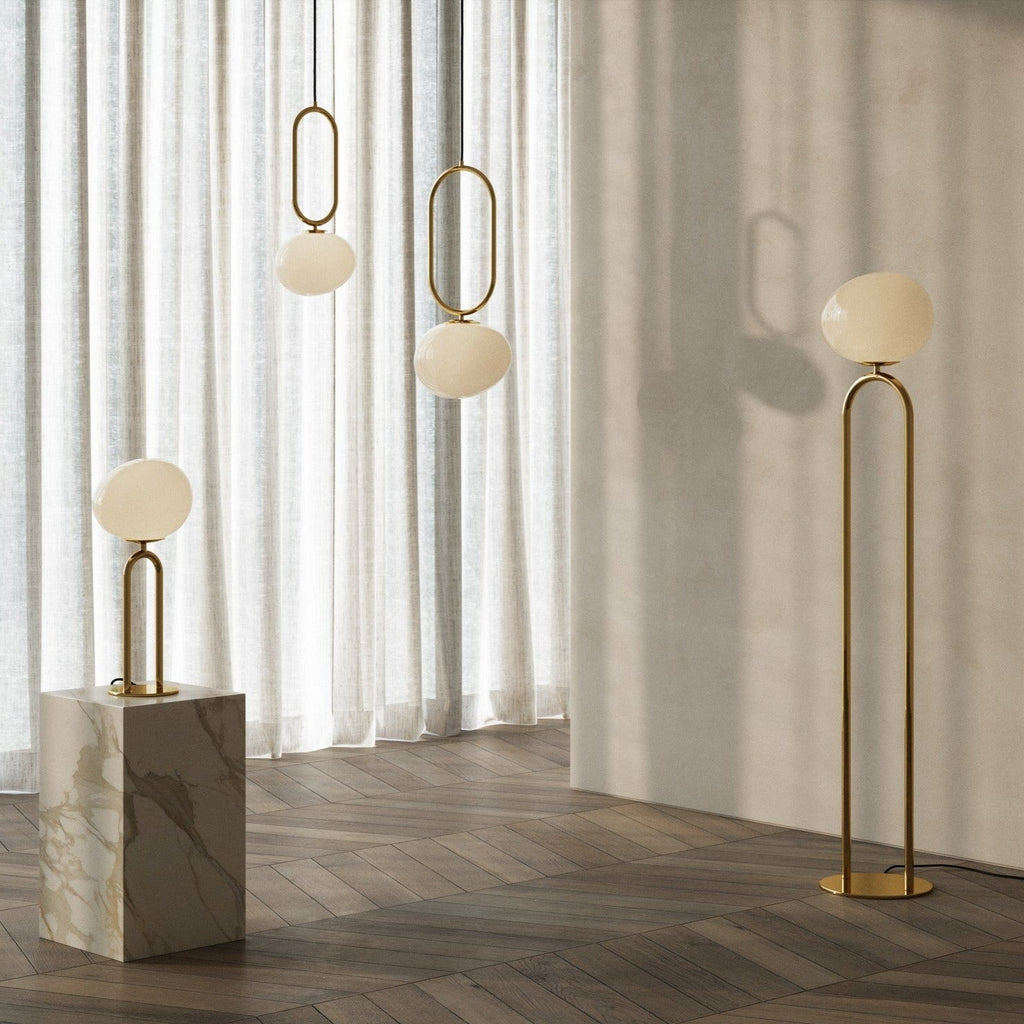 Shapes Floor Lamp, Brass/Opal