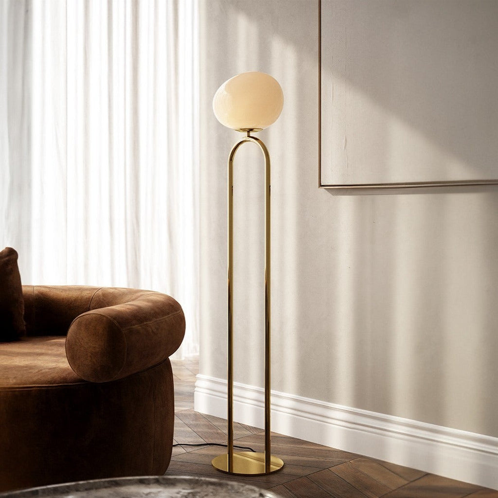Shapes Floor Lamp, Brass/Opal