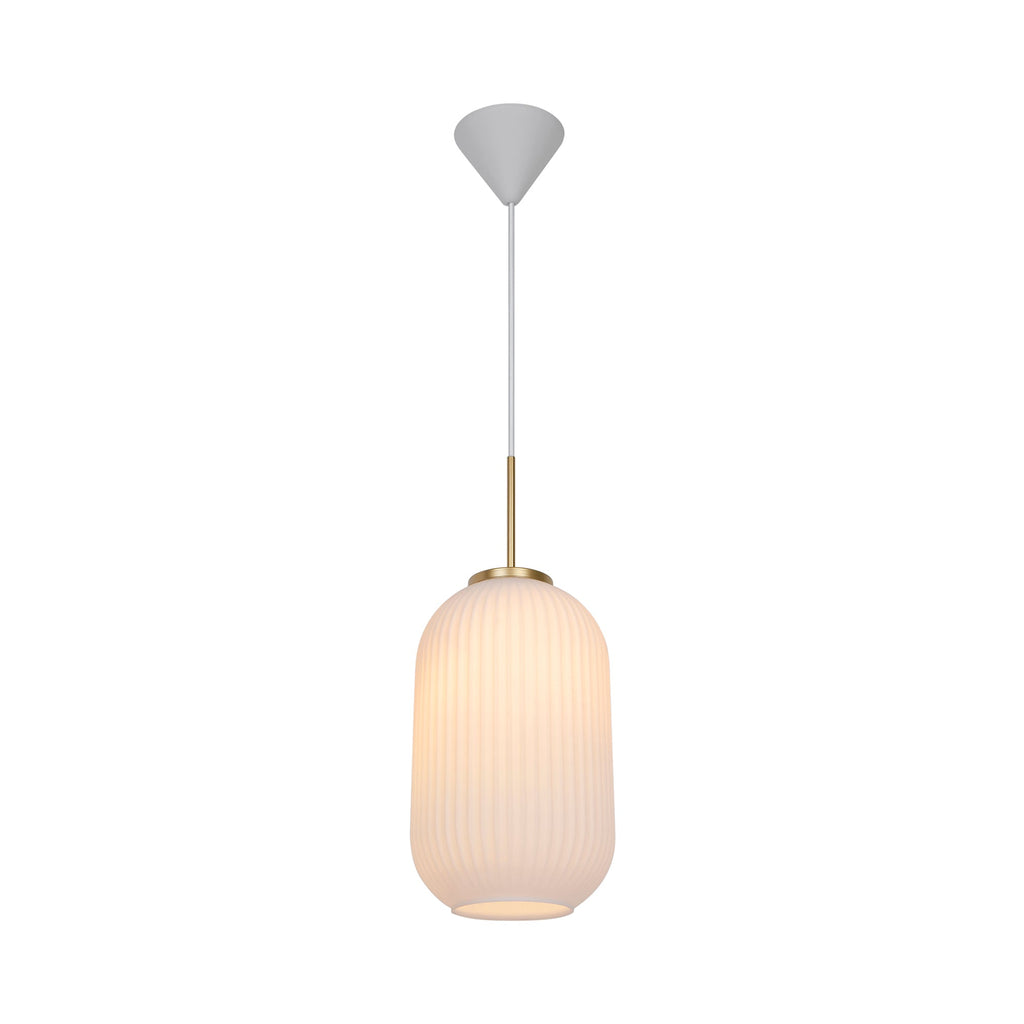 Milford 20 Pendant Light, Opal/Brass