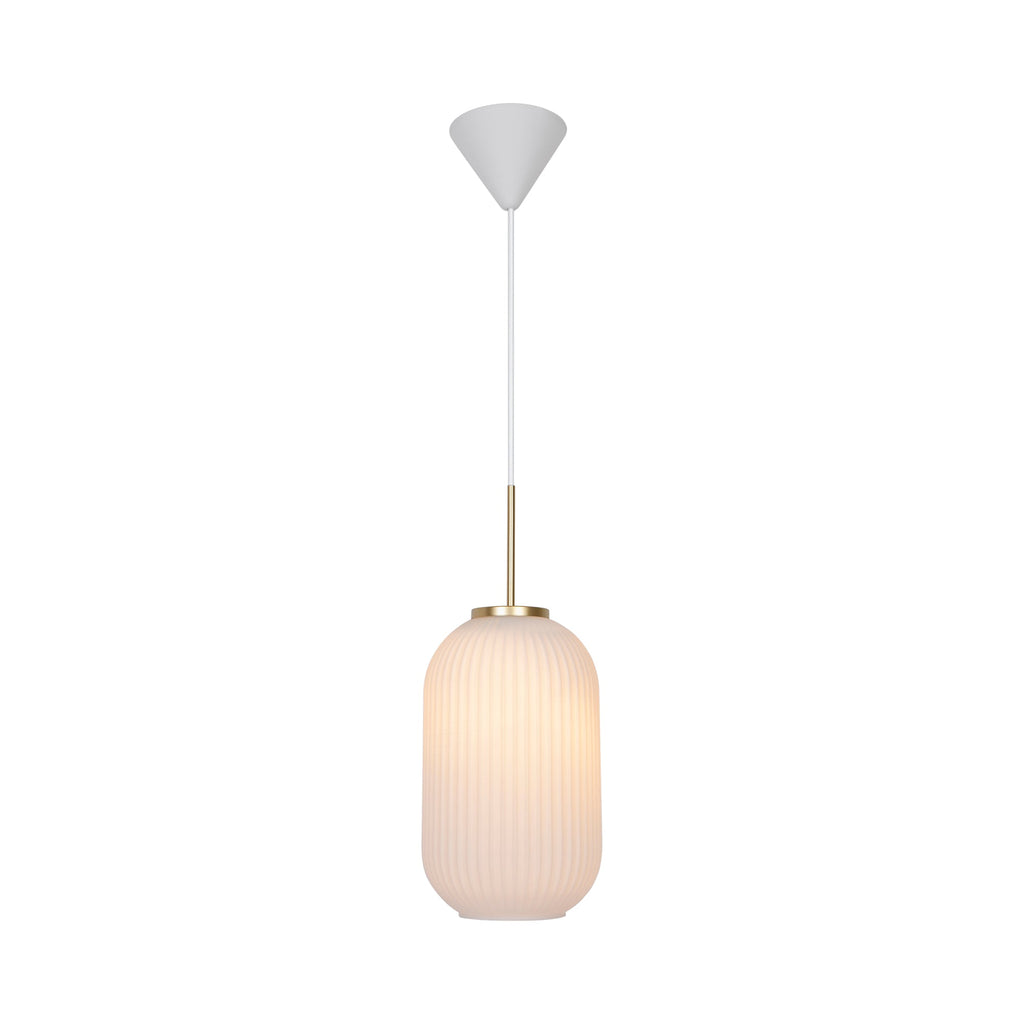 Milford 20 Pendant Light, Opal/Brass